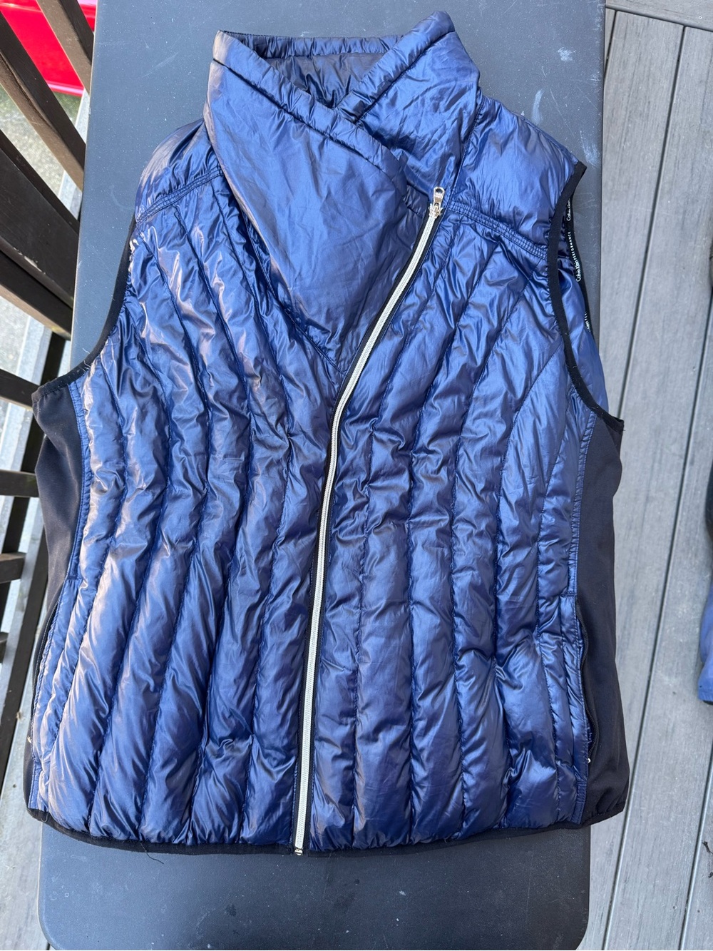 Calvin Klein Performance Navy Shiny Puffer Vest Interior Branding
